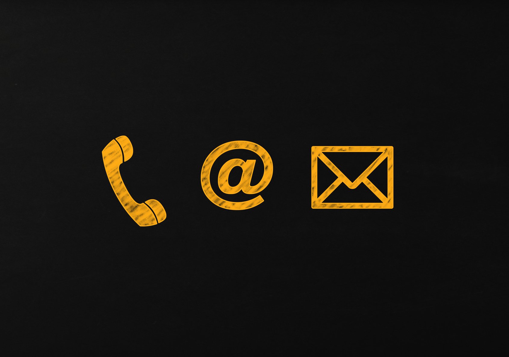 Yellow Contact Us Icons On Blackboard